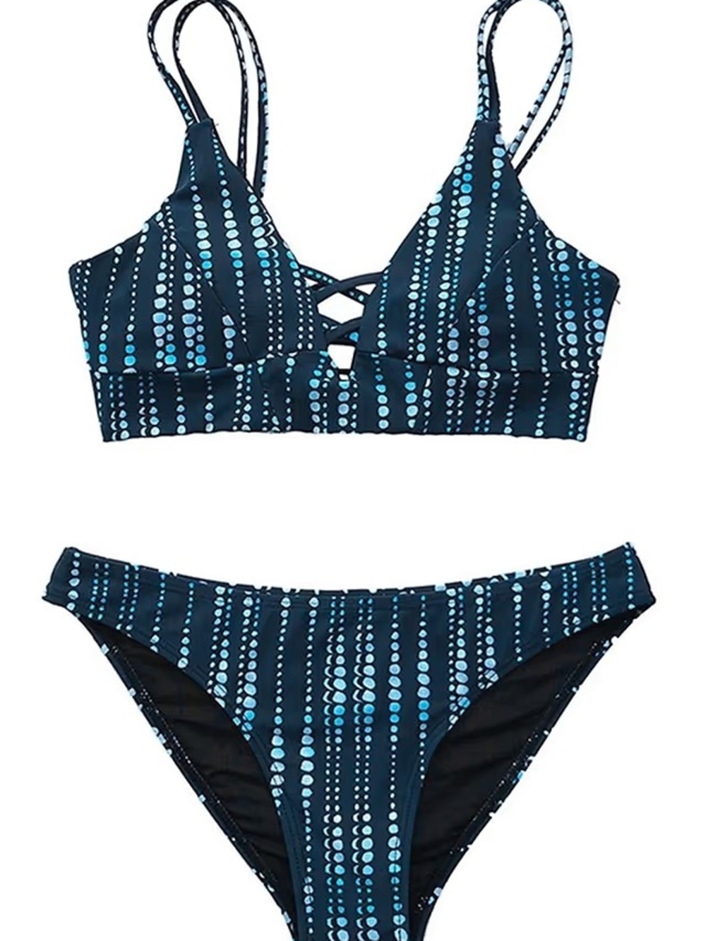 NWT Cupshe Dream Space Lace Up Blue Dot Bikini- XL - Picture 4 of 8